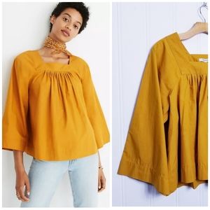 Madewell Swing Top Womens Square Neck Wide Sleeve Golden Relaxed Fit Size S